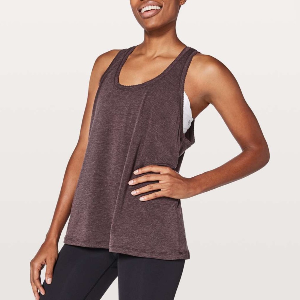 *Lululemon Tied to It Tank Heathered Blk Cherry 6